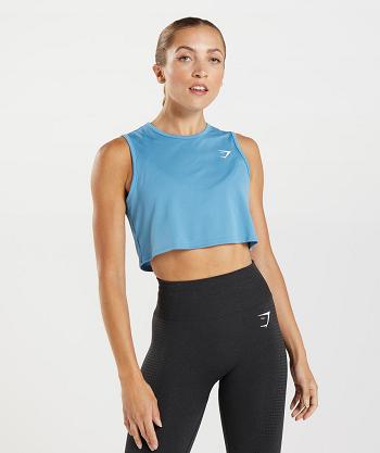 Camiseta Tirantes Gymshark Entrenamiento Crop Mujer Azules | CO 2337SGL